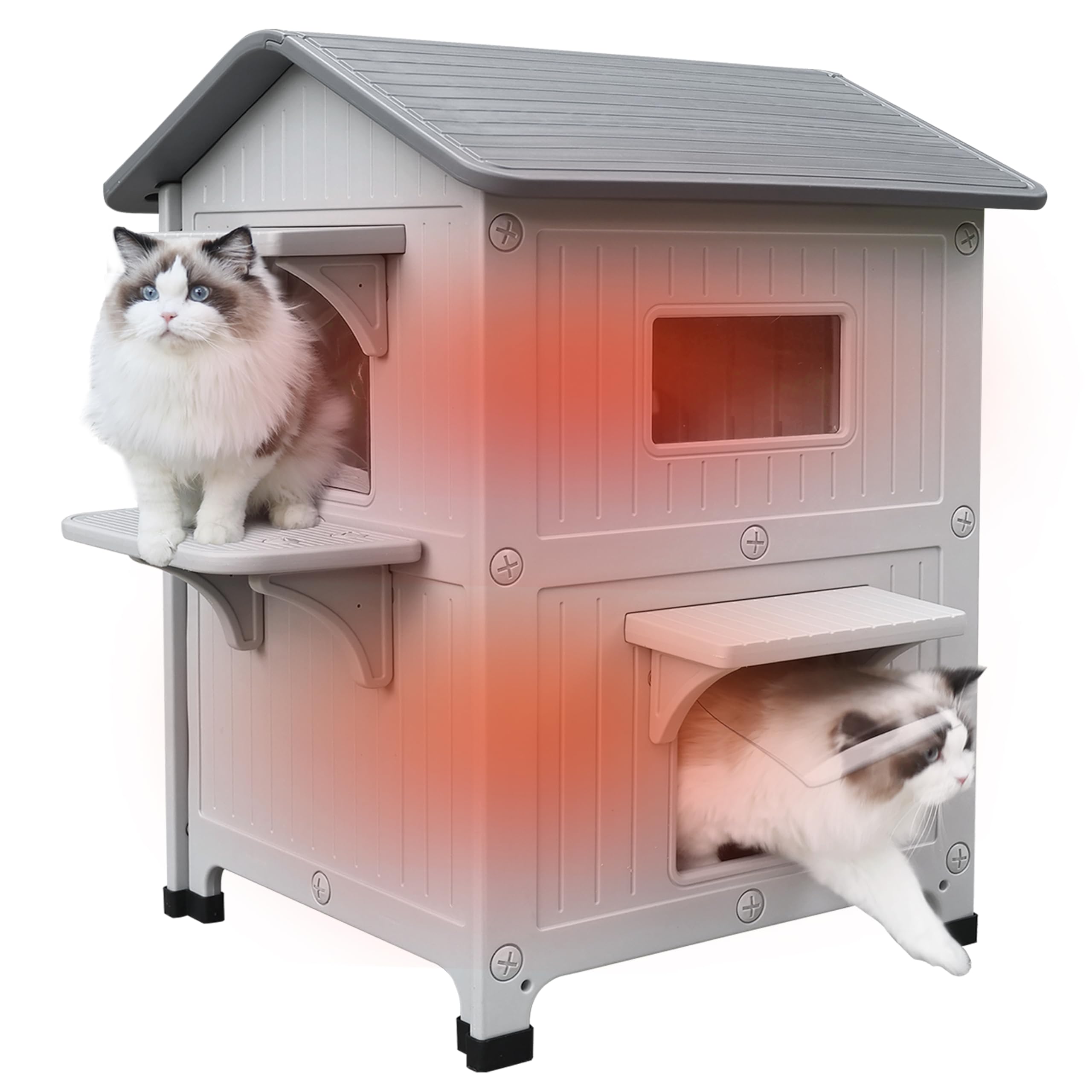 Rockever outdoor cat house insulated wall design for year-round comfort