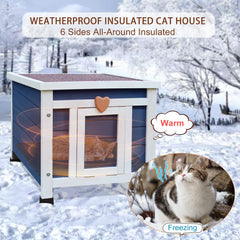 Rockever outdoor cat house open door demonstrates easy access for pets and cleaning