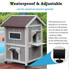 Rockever Outdoor Cat House top-floor pull-out enables easy cleaning and maintenance.