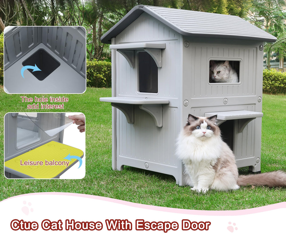 Rockever outdoor cat house waterproof roof protects from rain