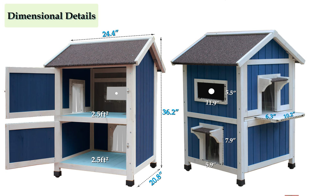 Rockever outdoor cat house weatherproof roof and PVC curtain door protect cats in varied weather.