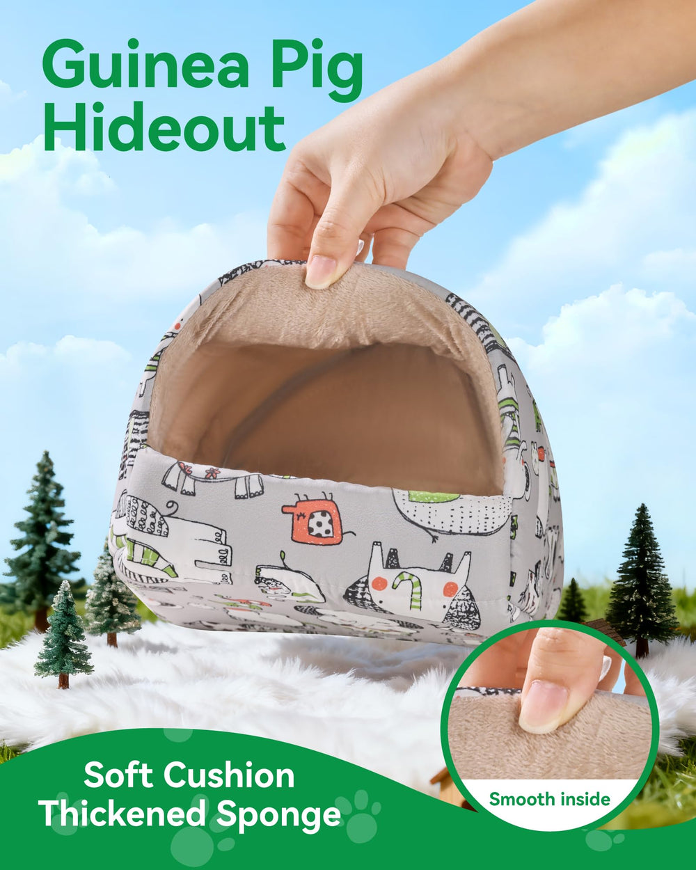 Rodizoo Guinea Pig Hideout close-up cushion for extra comfort.