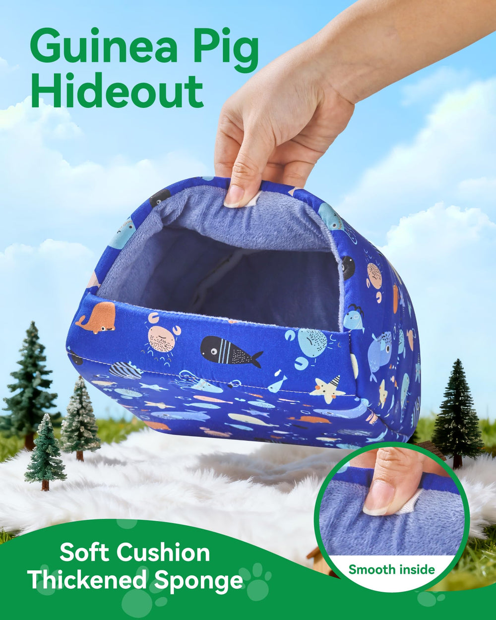 Rodizoo Guinea Pig Hideout warm plush interior for winter comfort.
