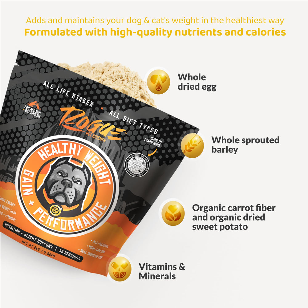 Rogue Pet Science Healthy Weight includes probiotics and enzymes to support digestion in pets.