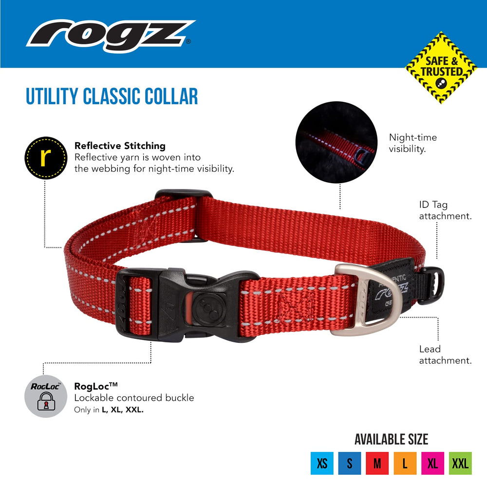 Rogz reflective landing strip collar blue woven thread closeup improves visibility