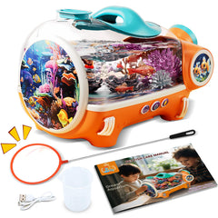 ROHSCE small fish tank with LED light enhances desk ambiance and calming underwater visuals.