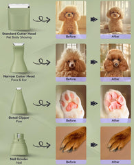 Roiffcly dog clippers kit cordless use demonstrates mobility for hard-to-reach spots.