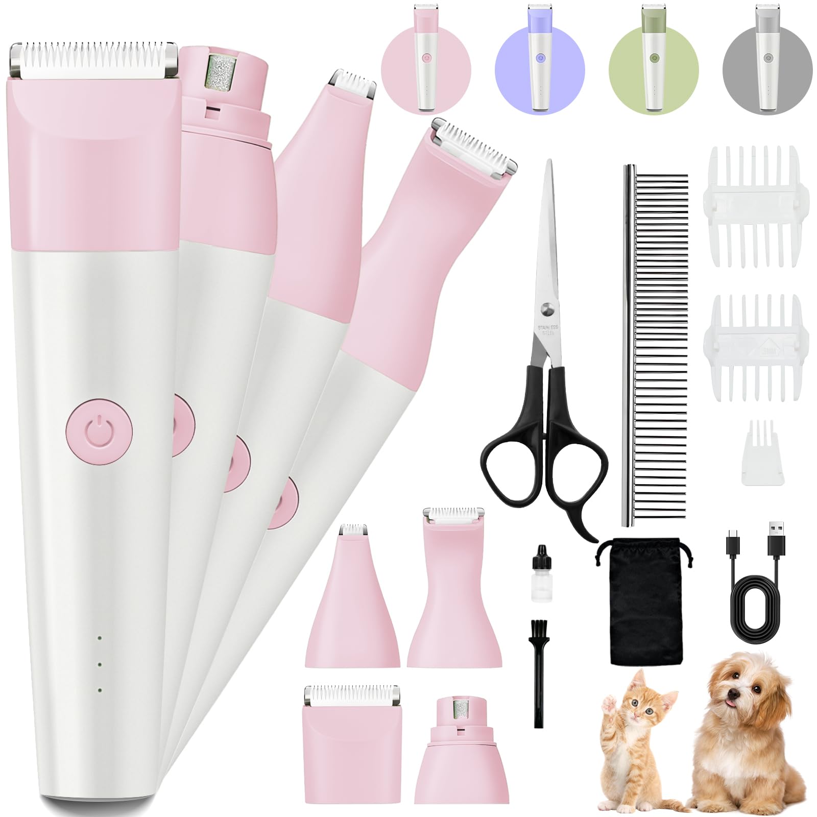 Roiffcly dog clippers pink grooming set ready for home use.