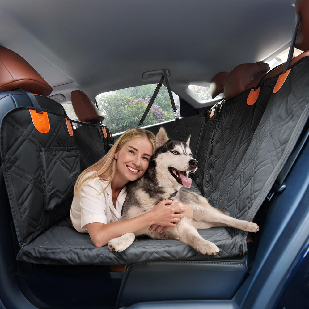 Roilpet dog car seat cover back seat extender expands travel space for pets.