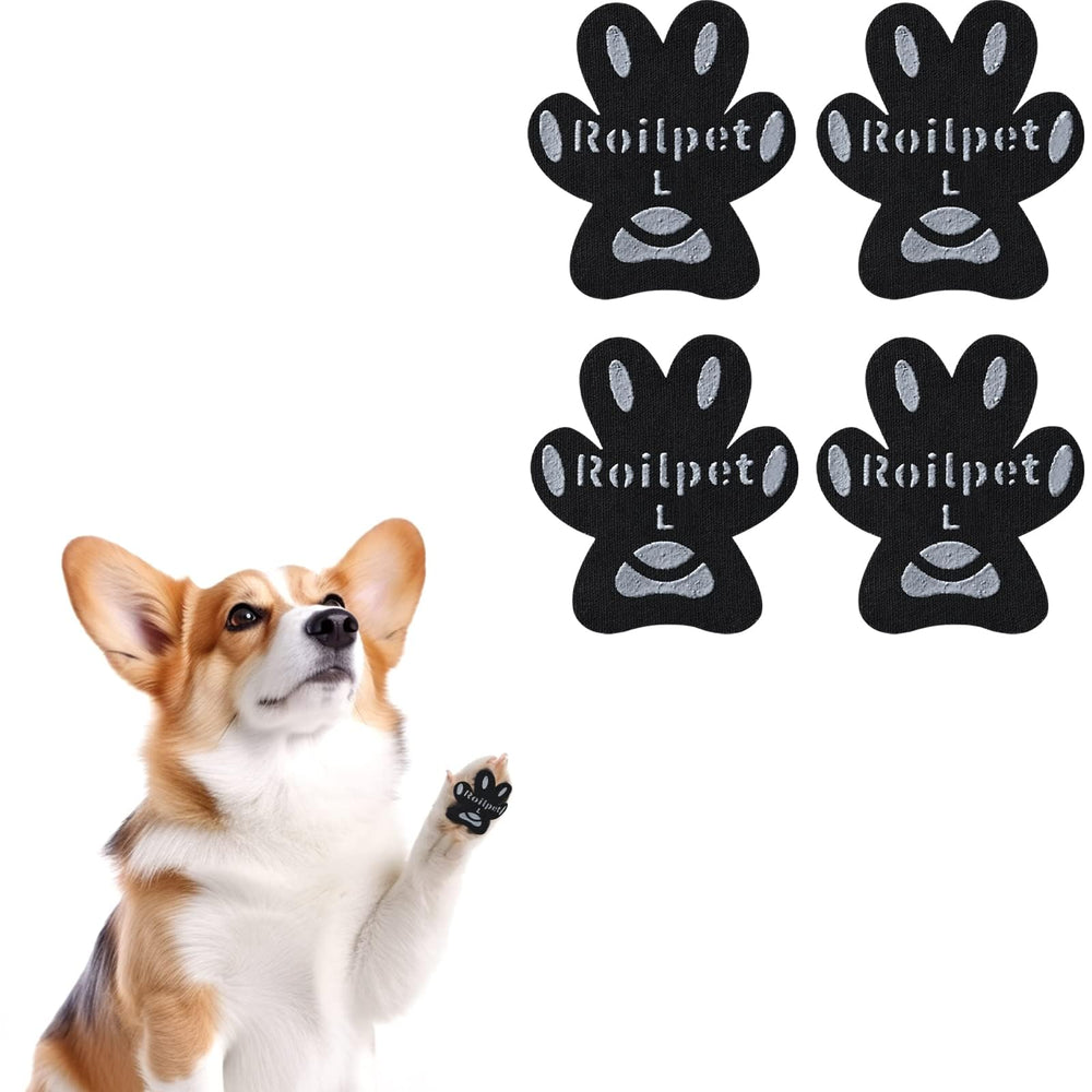 Roilpet dog paw grips adhesive close-up showing slip prevention on smooth floors.