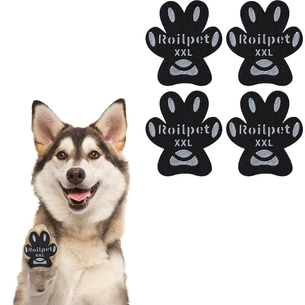 Roilpet dog paw pads on hardwood floors provide traction for steadier footing.