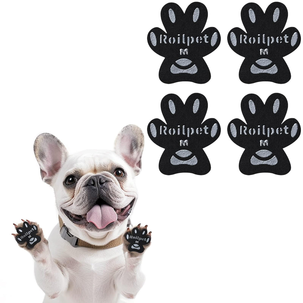Roilpet dog paw protector pack shows 12 sets for steady traction on slick floors.