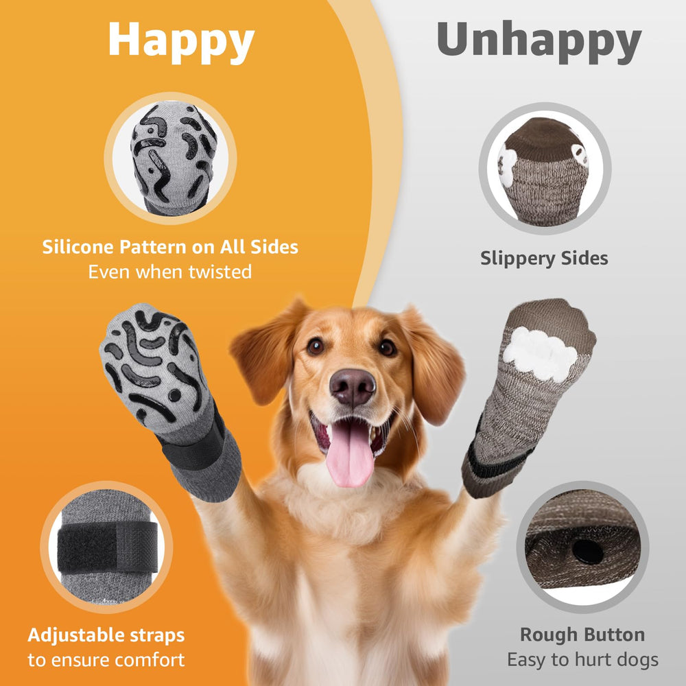 Roilpet dog socks protect paws from hot and cold indoor surfaces.
