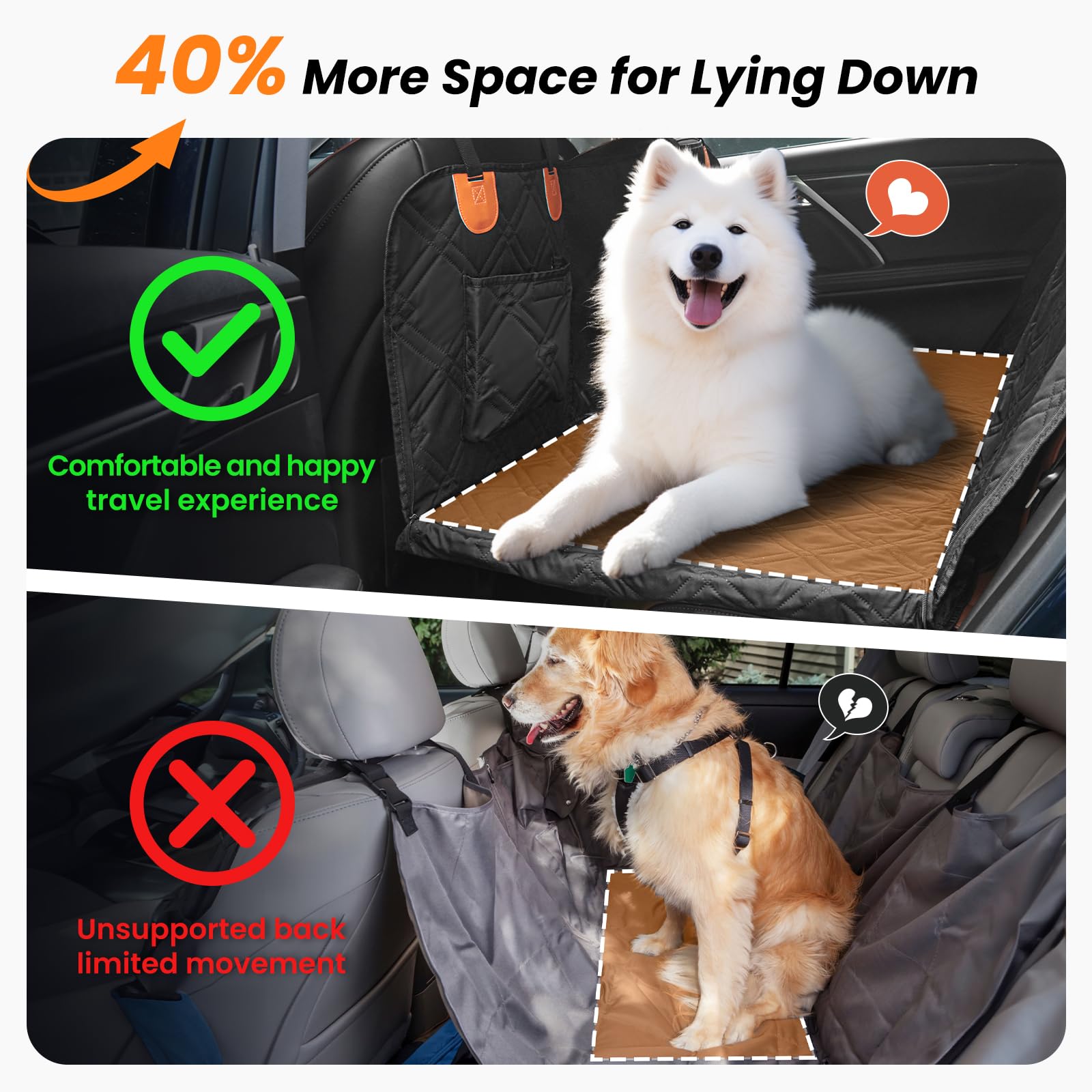 Roilpet hard-bottom dog hammock supports up to 300 pounds for secure trips.