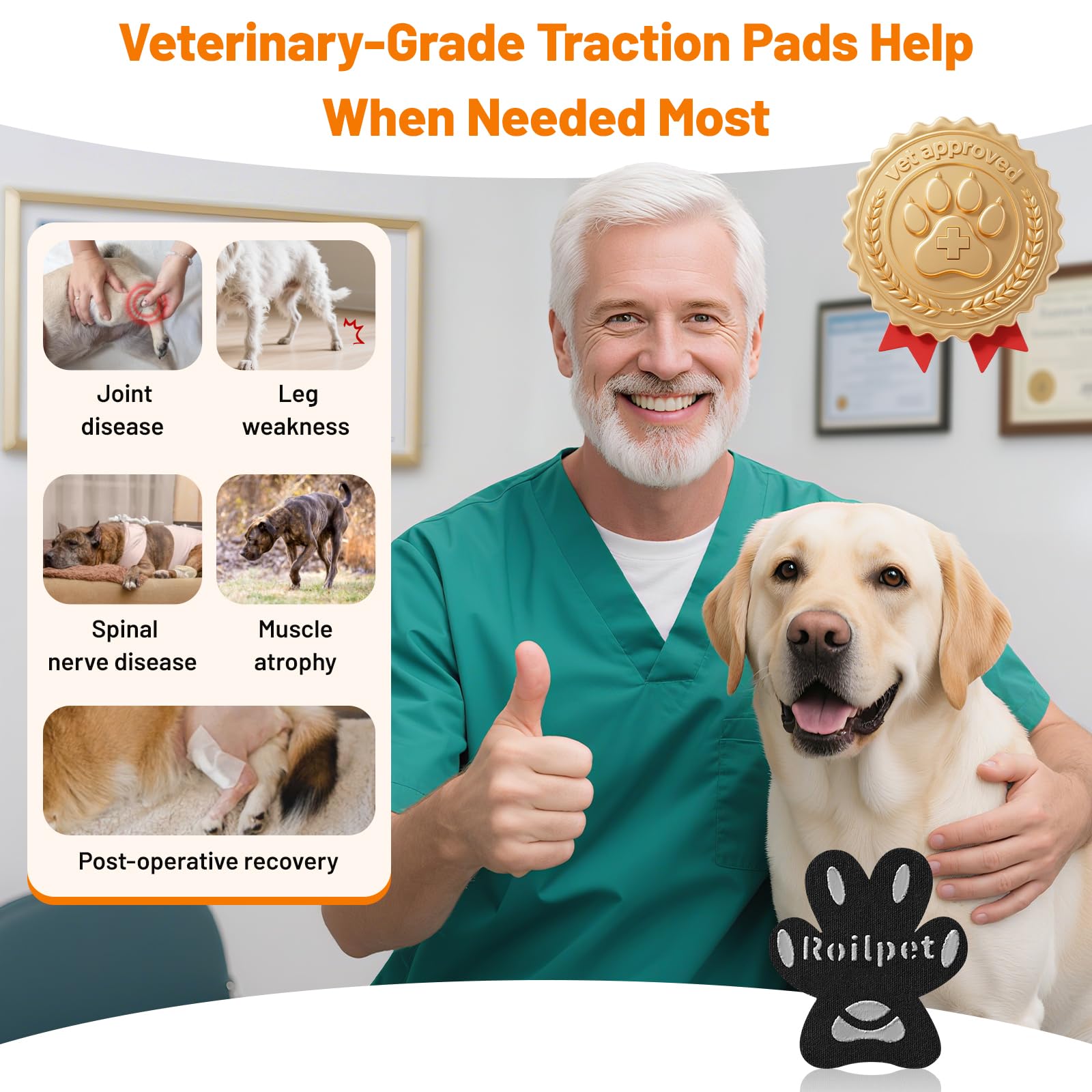 Roilpet hypoallergenic adhesive pad closeup highlights safety and breathability.