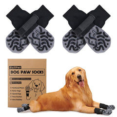 Roilpet non-slip dog socks closeup shows traction pattern for secure footing on wood floors