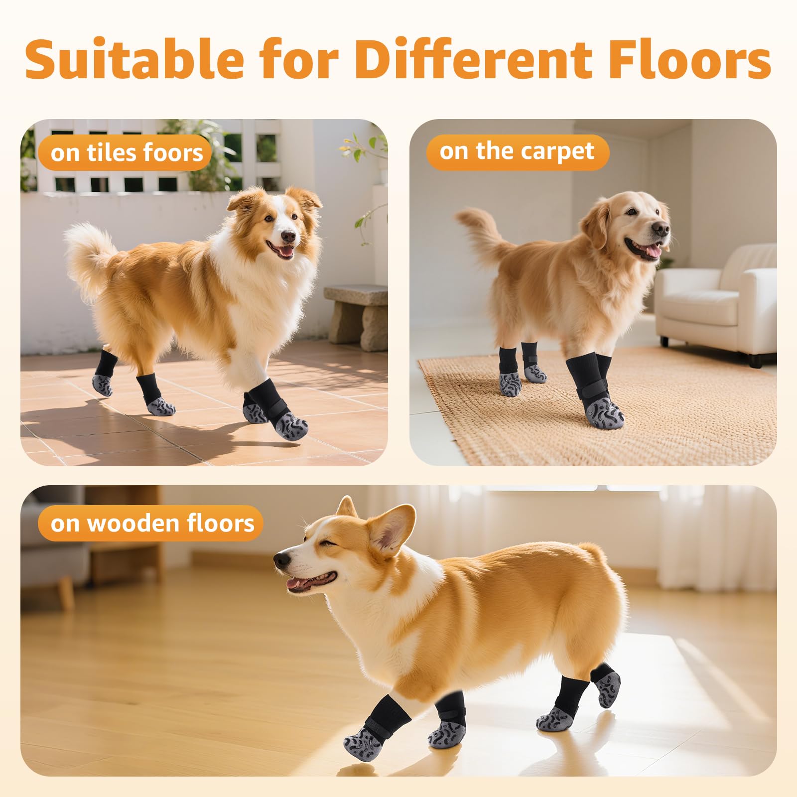 Roilpet paw-protection sock on floor surface guarding paws from surfaces.
