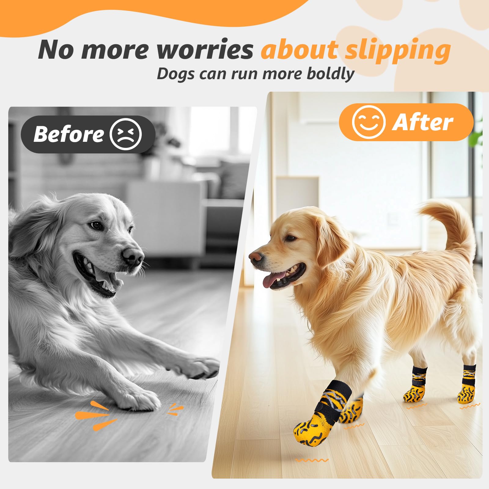 Roilpet socks show silicone grips for twist-resistant traction