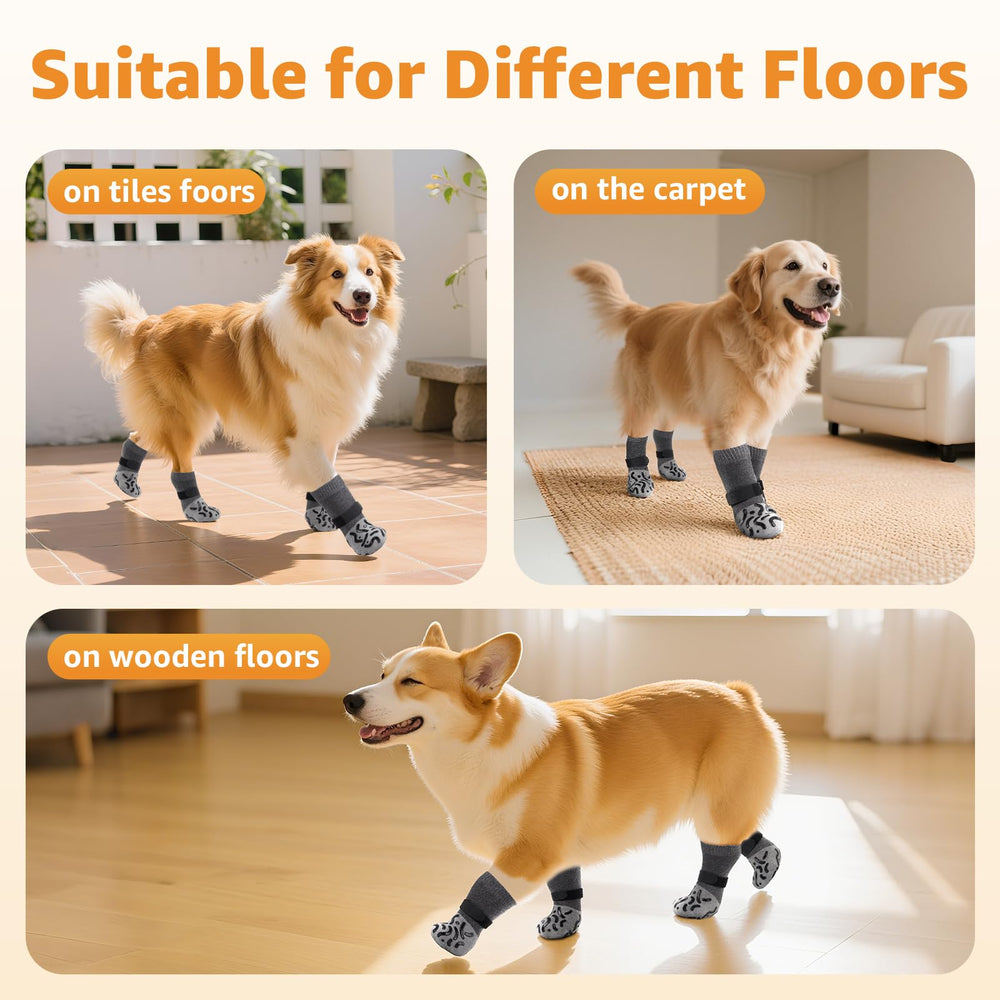 Roilpet stretchy cotton dog socks pack four provide comfortable paw coverage.