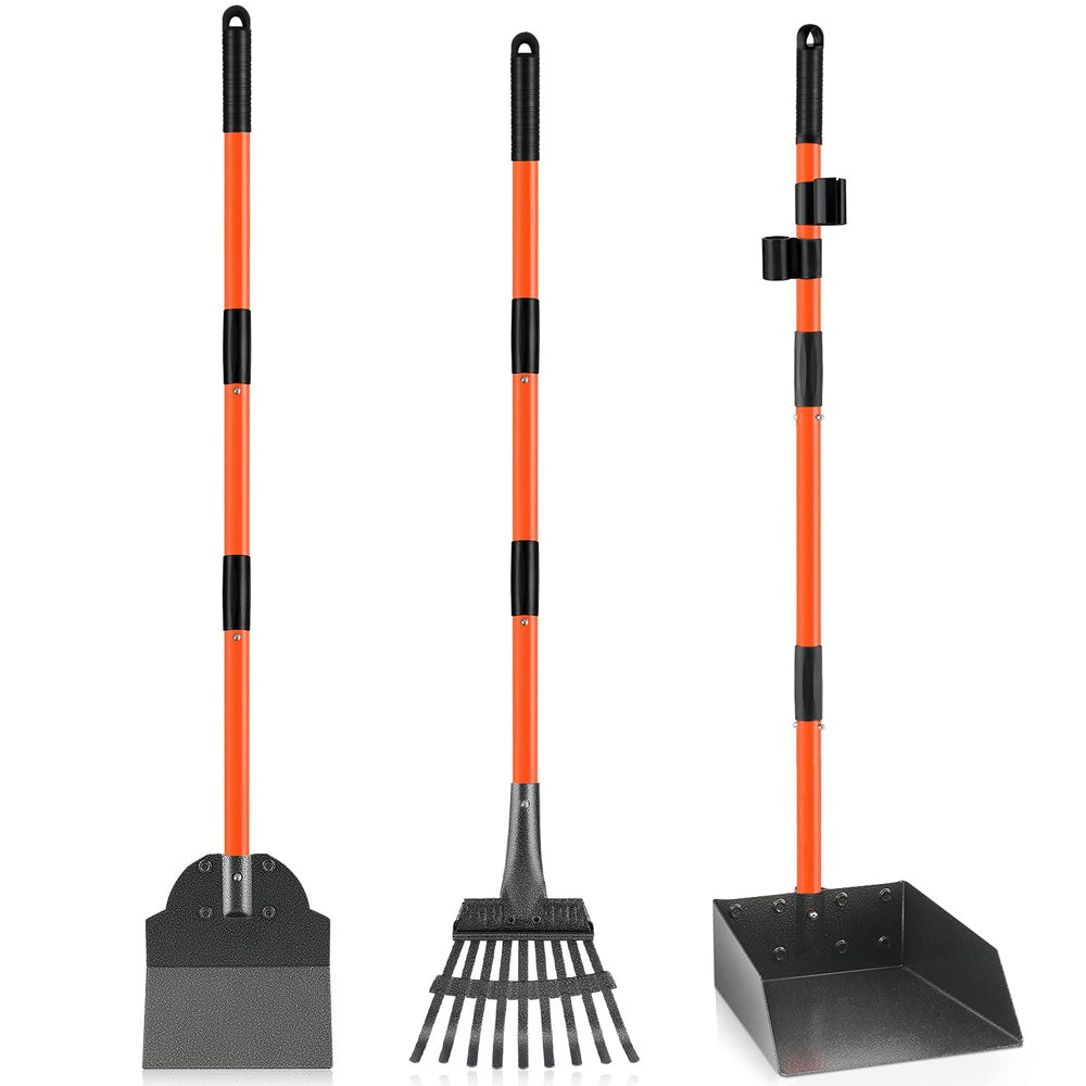 ROIUBPO pooper scooper with detachable long handle enables comfortable, upright cleanup.