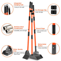 ROIUBPO heavy-duty metal rake ensures reliable waste pickup for all dog sizes.