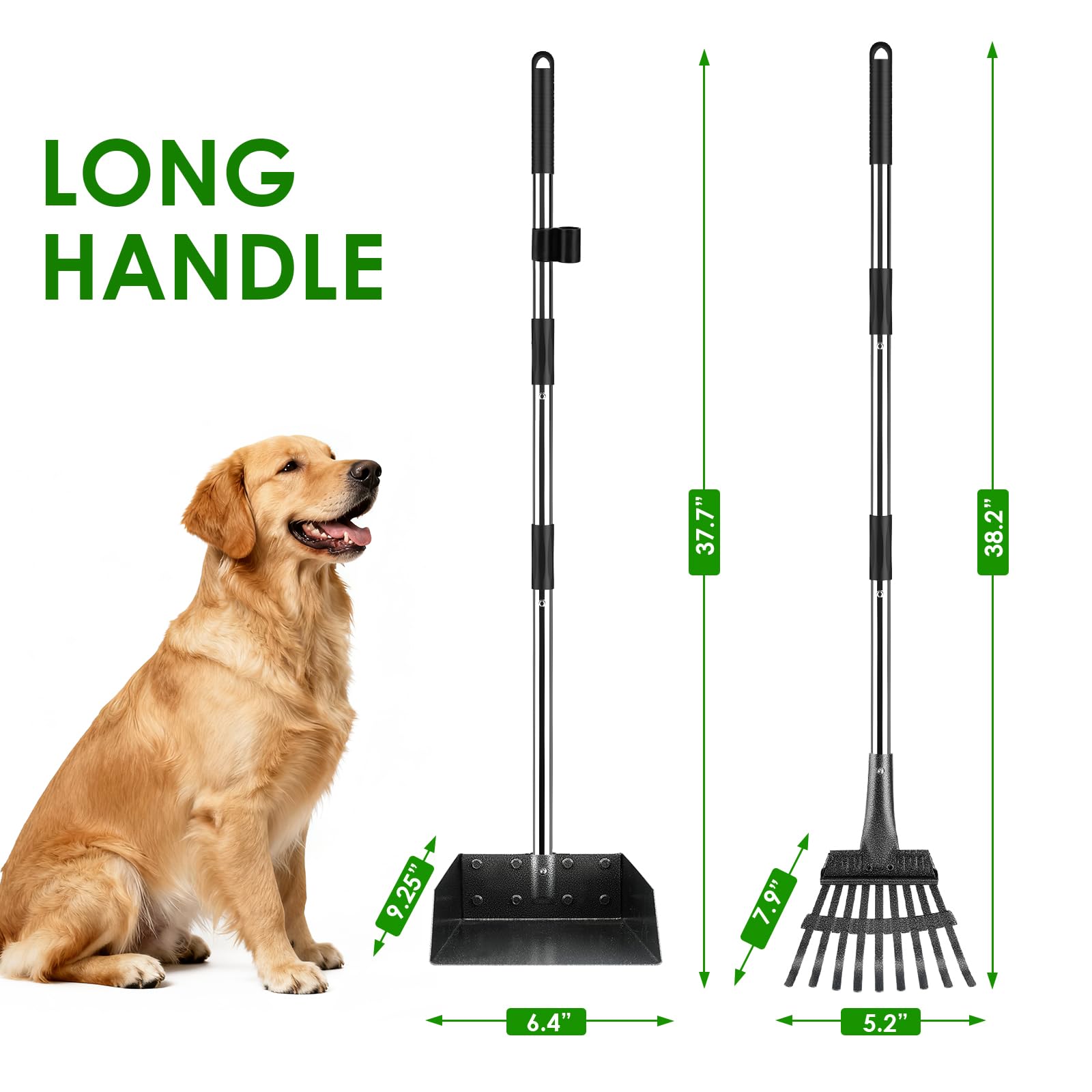 ROIUBPO Pooper Scooper locking mechanism keeps tray secure during use.