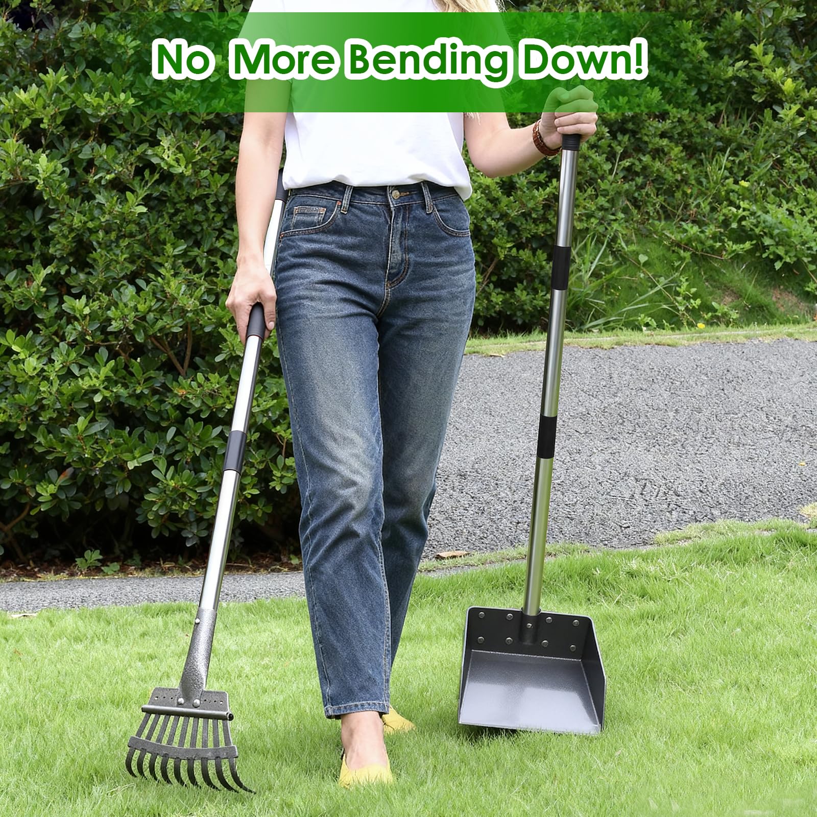 ROIUBPO Pooper Scooper with storage clip for fast, compact drying and hanging.
