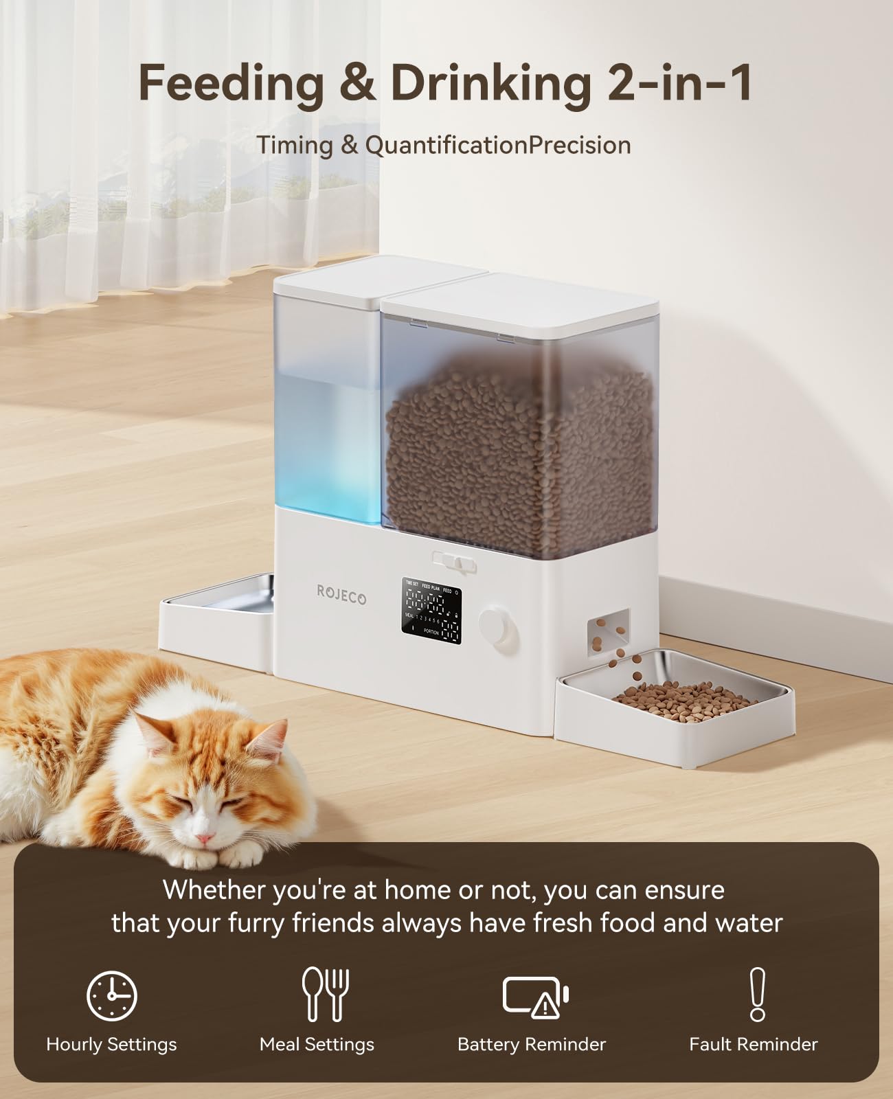 ROJECO gravity water dispenser clear barrel for easy level checks.