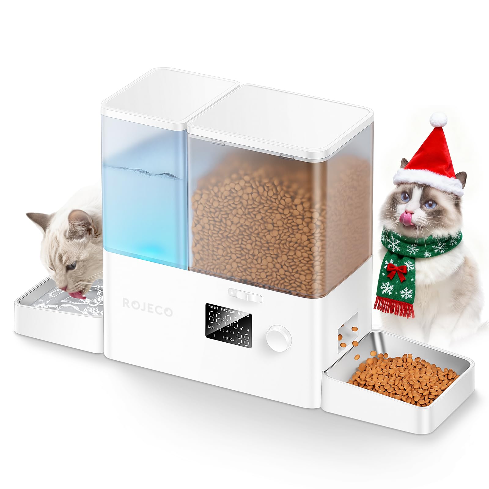 ROJECO 36Cups feeder front view shows large capacity for multi-pet homes.
