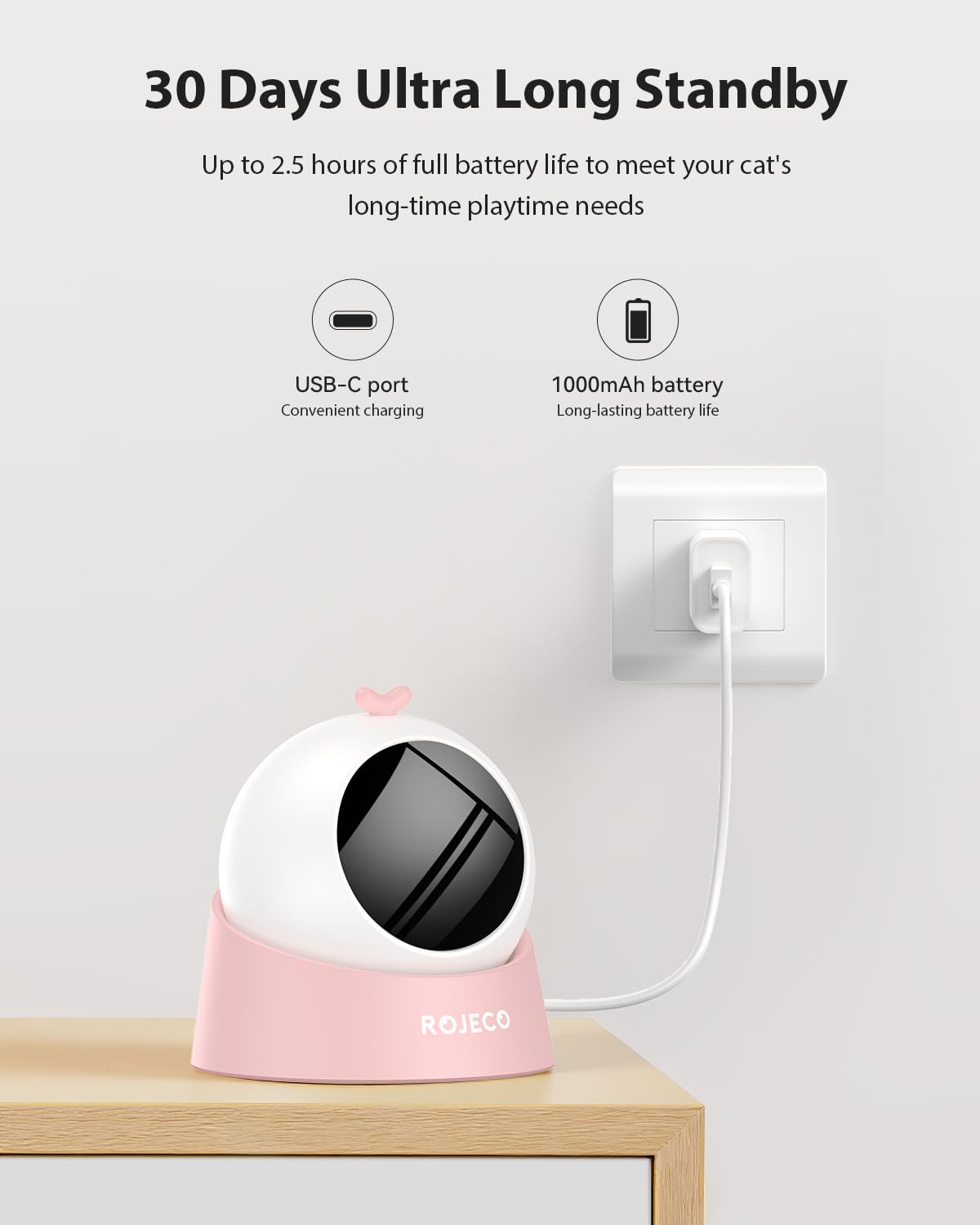 Three speed modes adapt to active cats, kittens, or mixed play styles.