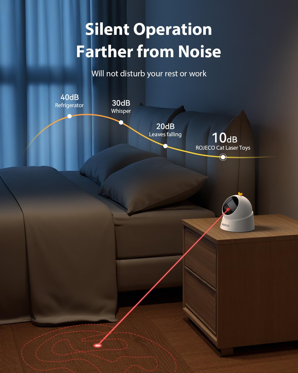 ROJECO auto laser cat toy 360° hunting mode enriches activity