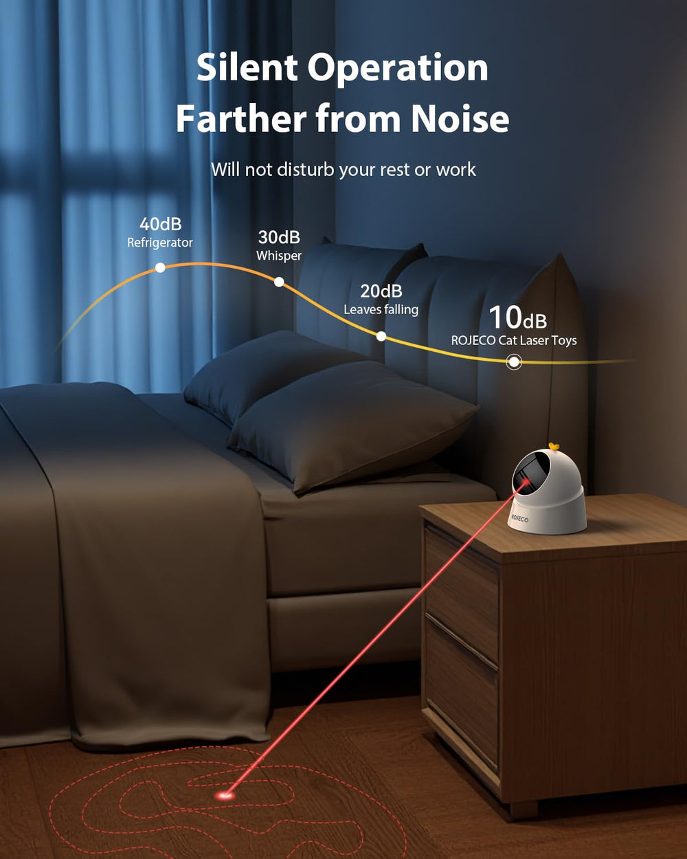 ROJECO auto laser cat toy 360° hunting mode enriches activity