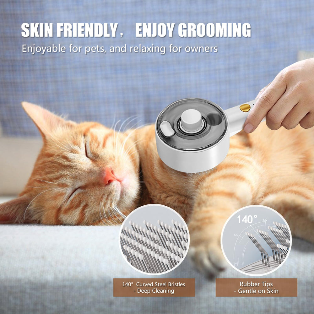 Rolemon Cloud Care Cat Brush demonstrates gentle massage for stress-free grooming