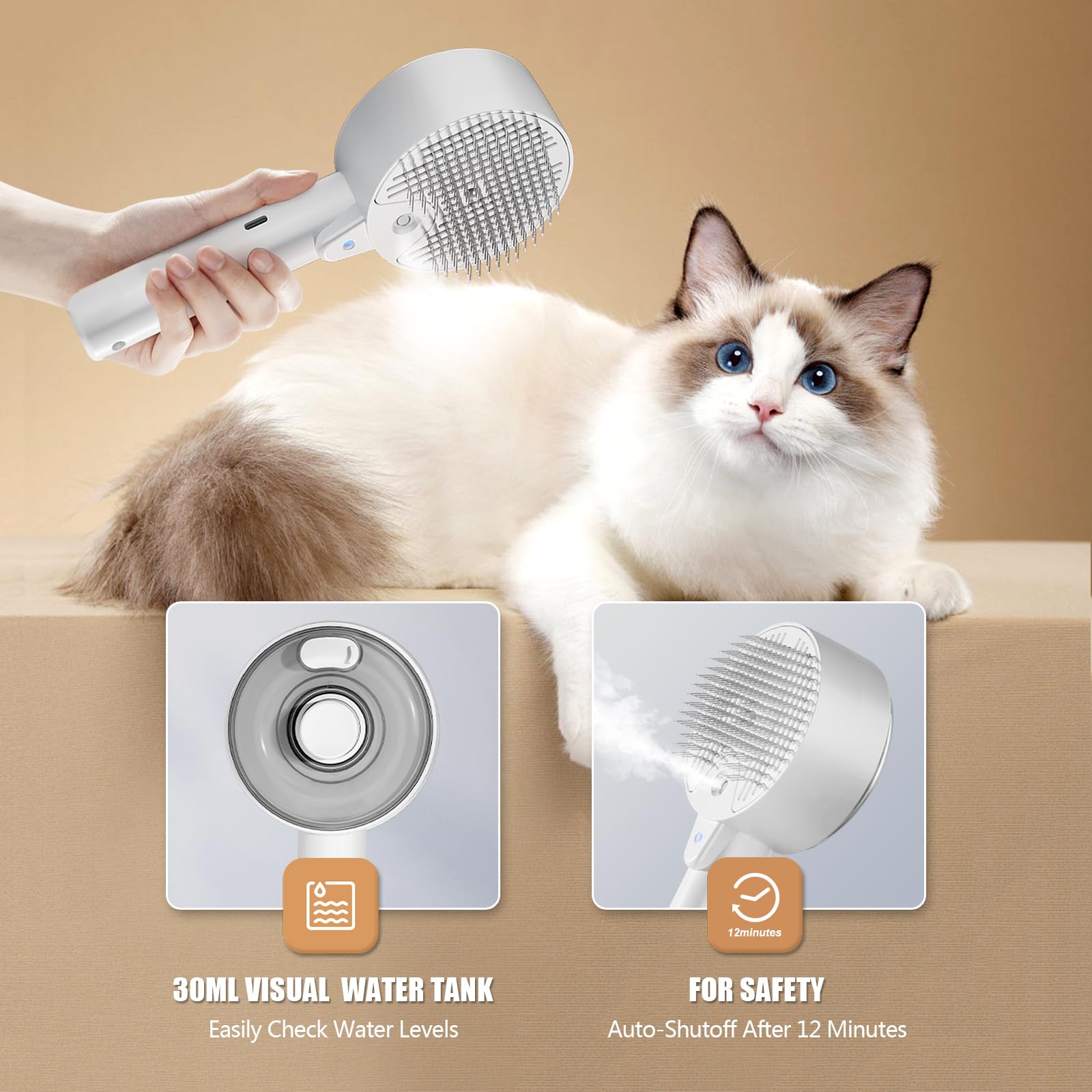 Rolemon Cloud Care Cat Brush self-cleans with one-click fur release