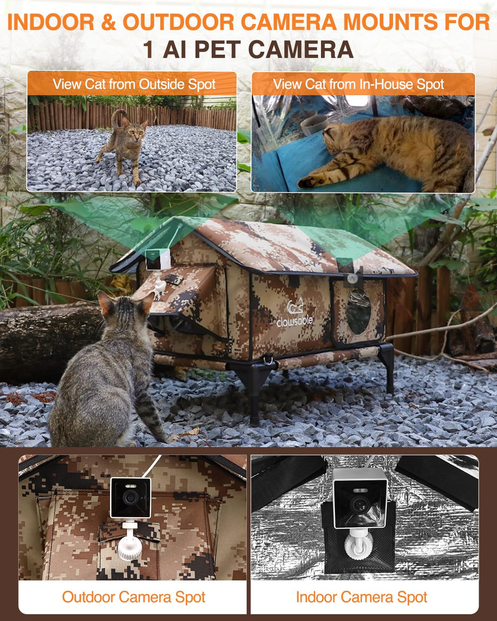 Rolimate elevated outdoor cat shelter design image emphasizing dry shelter and ground-level protection