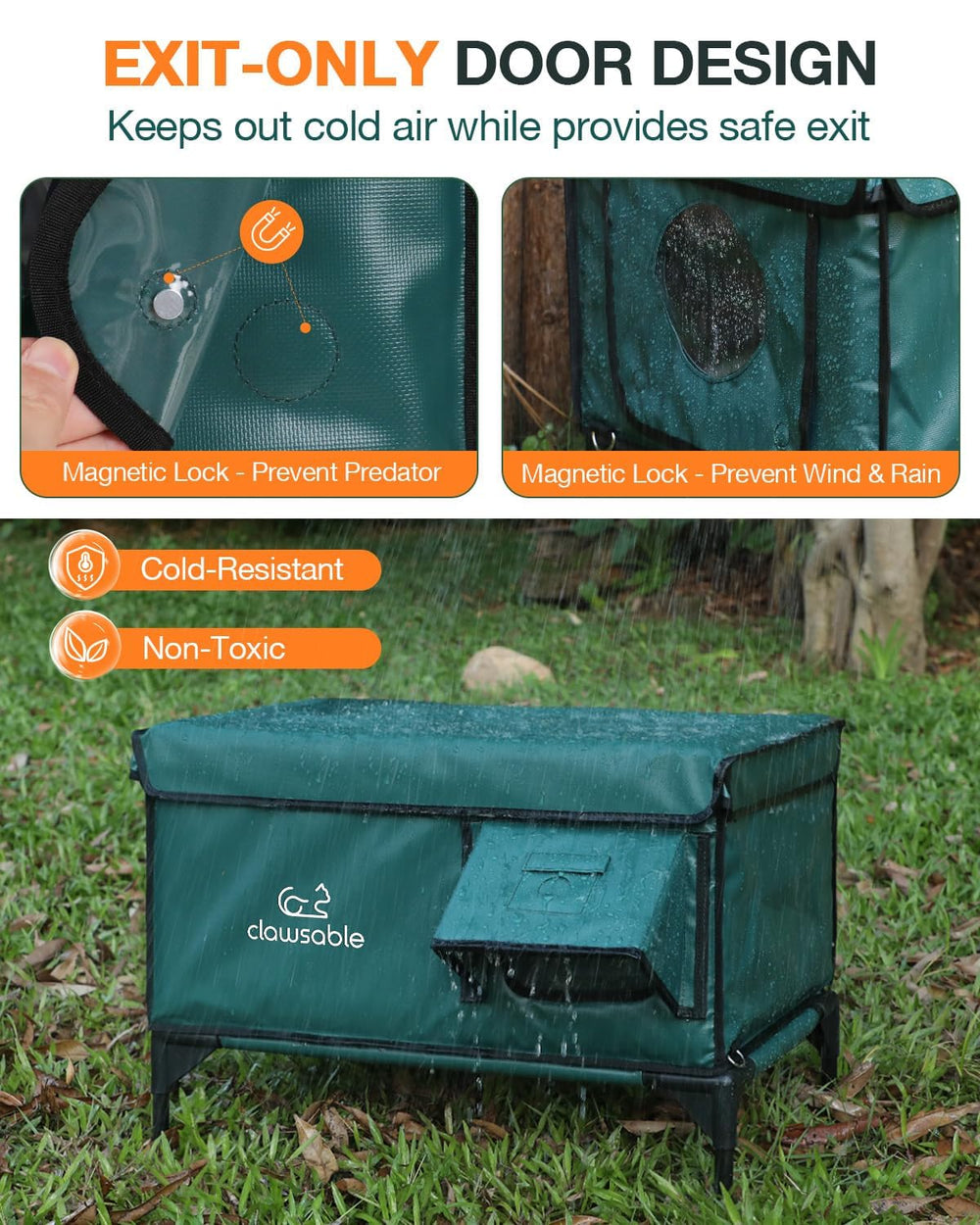 Rolimate indestructible cat house elevated base keeps pets dry on wet days