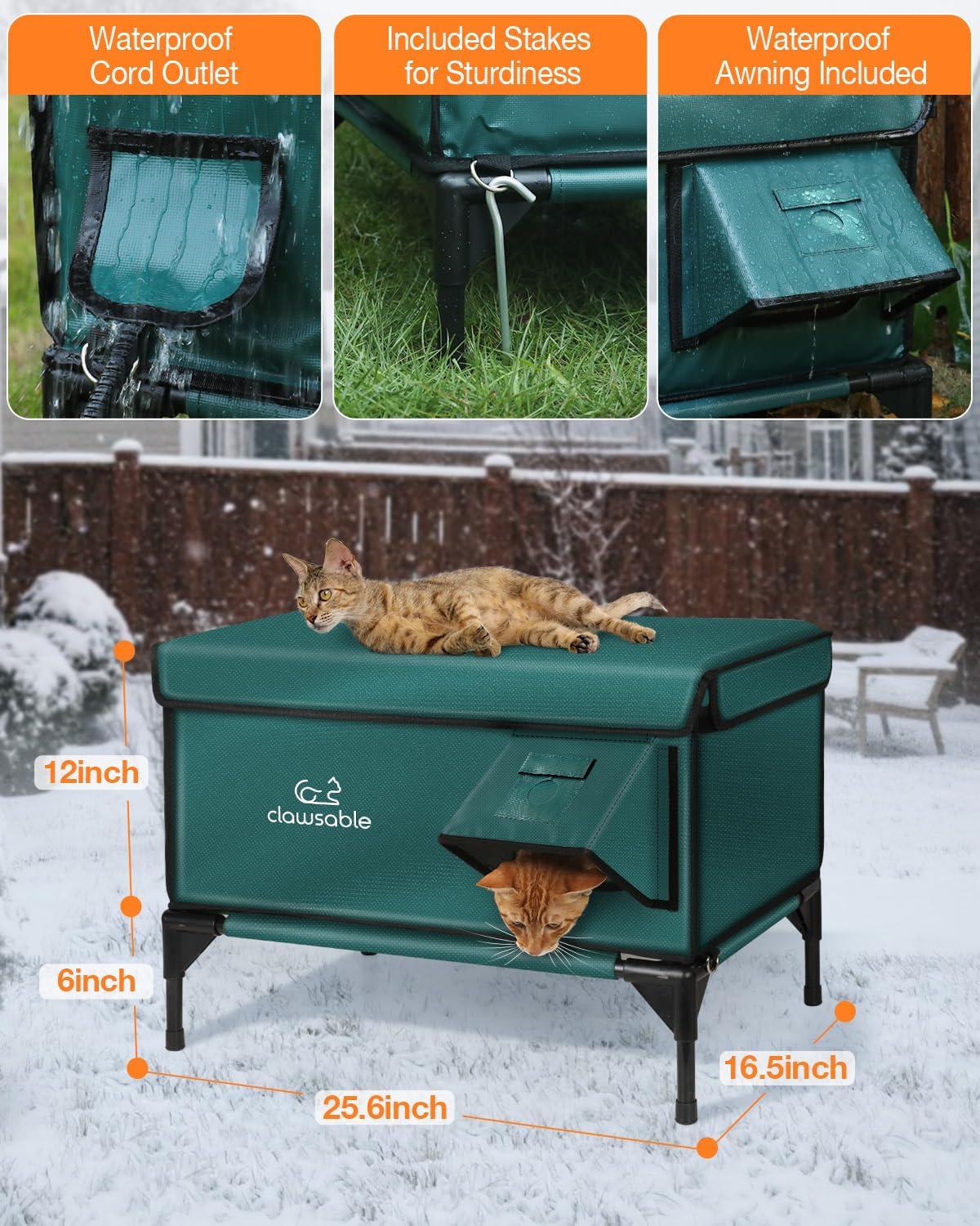 Rolimate indestructible cat house forest green exterior blends with outdoor spaces