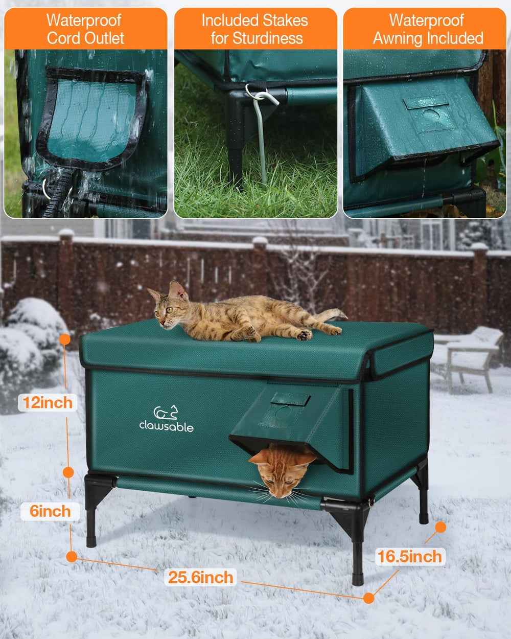 Rolimate indestructible cat house forest green exterior blends with outdoor spaces