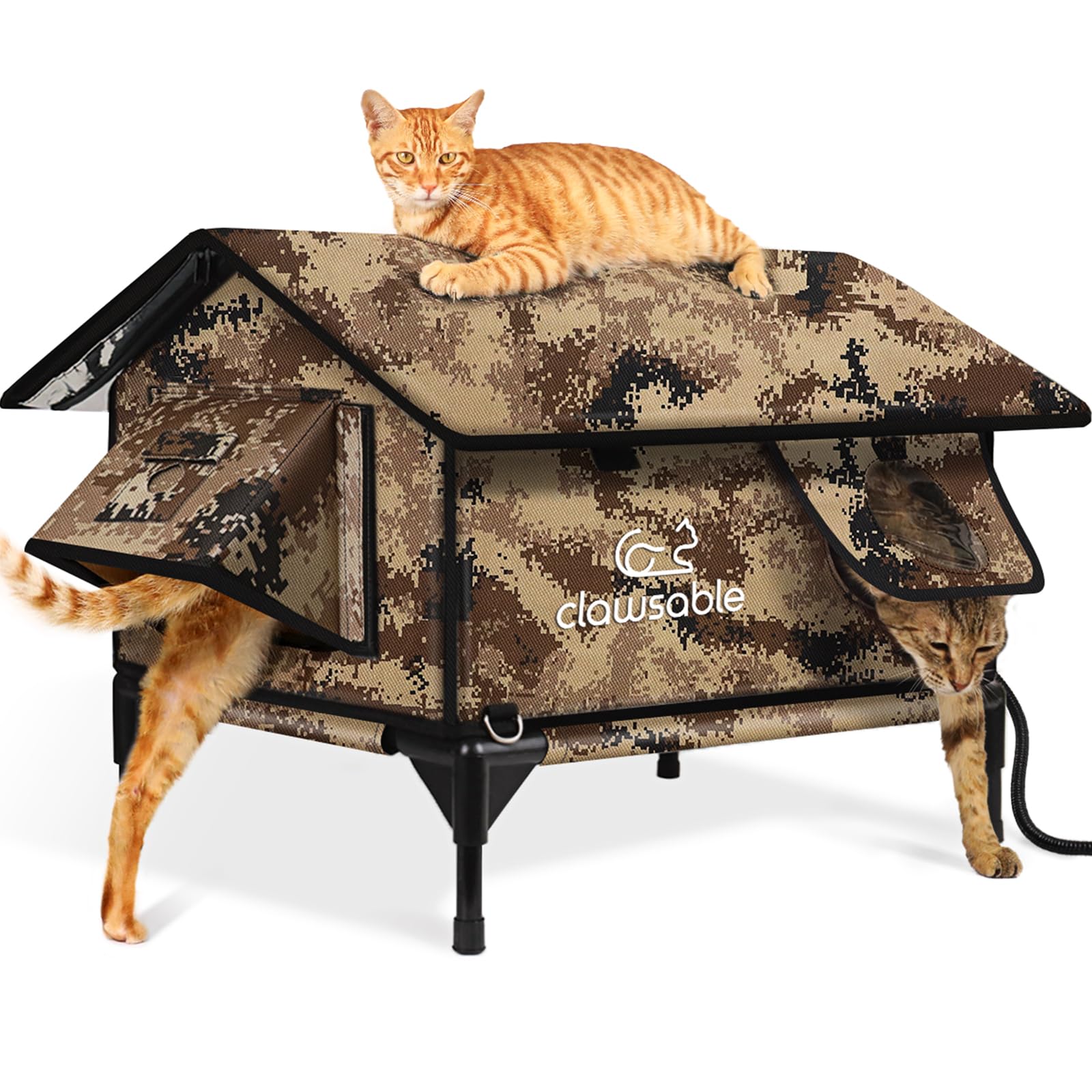 Rolimate indestructible gable roof cat house front view showing rugged durability for outdoor use