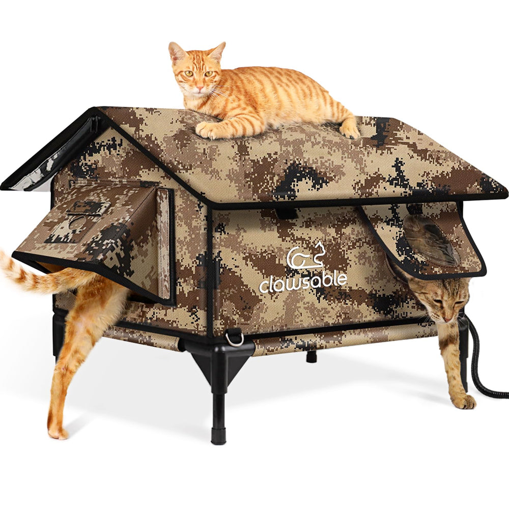 Rolimate indestructible gable roof cat house front view showing rugged durability for outdoor use