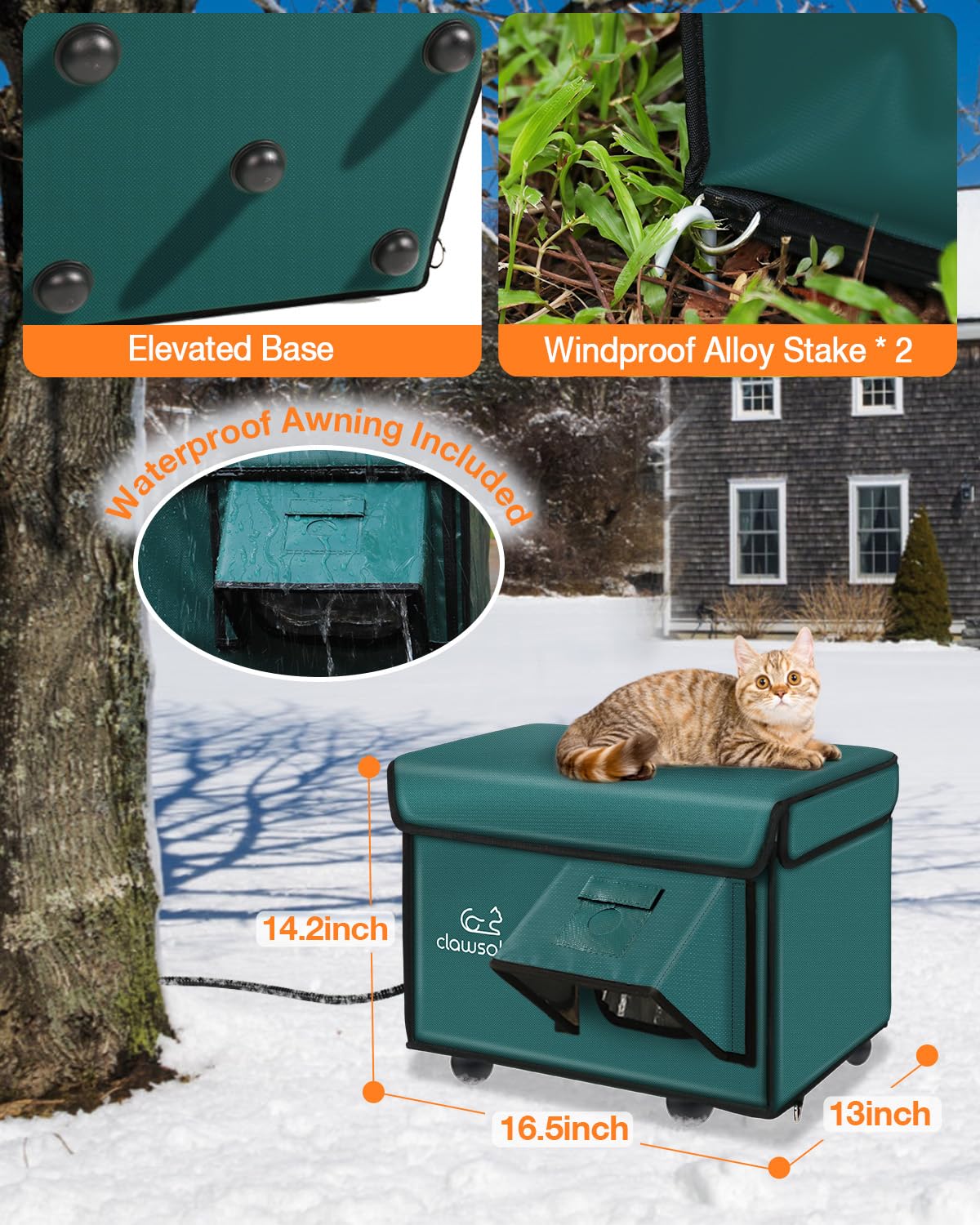 rolimate Indestructible Heated Cat House durable construction withstands harsh outdoor conditions.