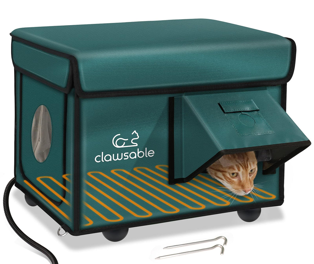 rolimate Indestructible Heated Cat House exterior shows weatherproof shelter for outdoor cats.