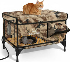Rolimate indestructible heated cat house front view demonstrates durable outdoor shelter for winter safety.