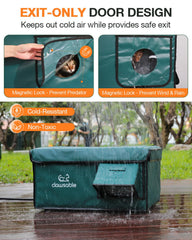 rolimate Indestructible Heated Cat House windproof awning protects against rain and cold.