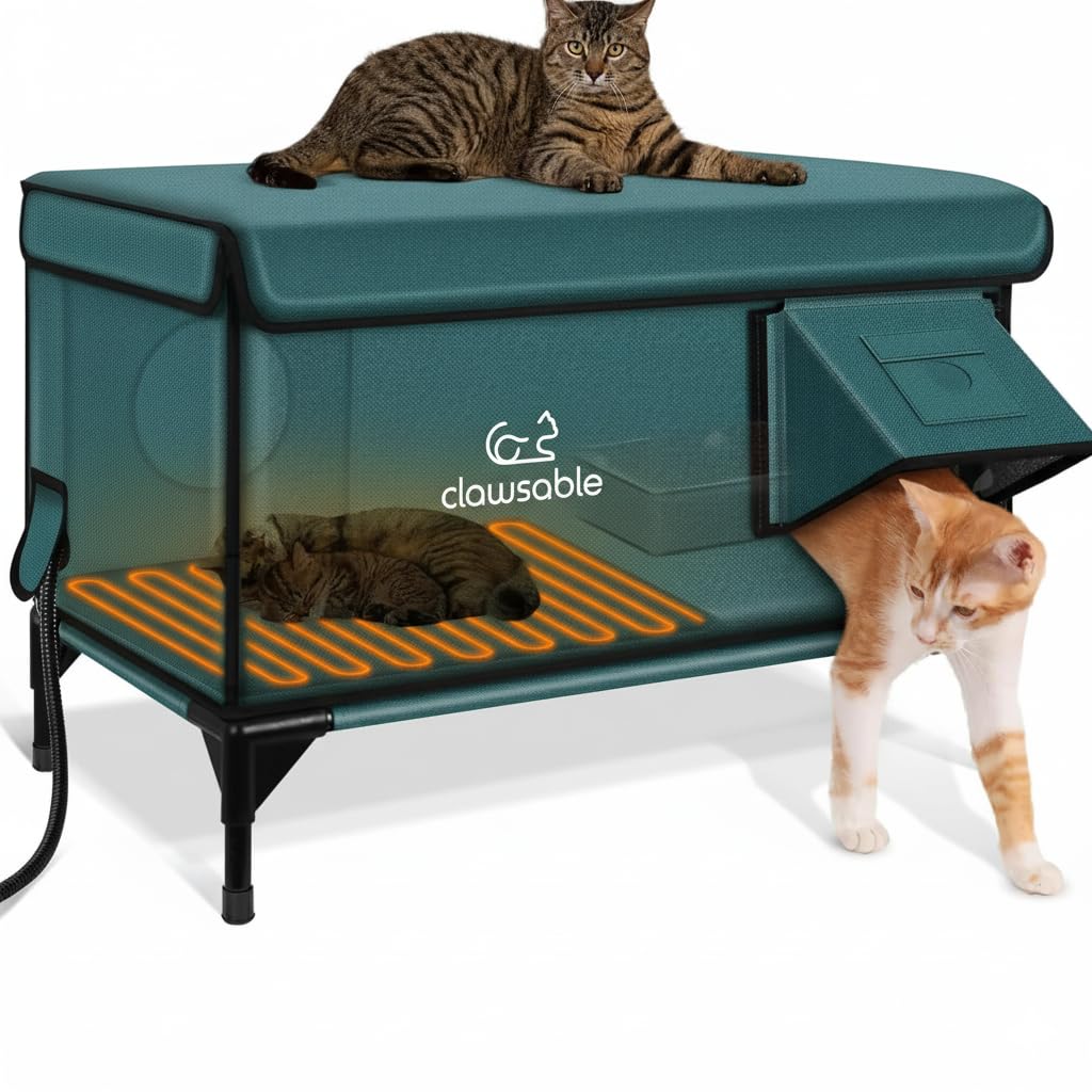 Rolimate indestructible X-Large Cat House exterior in forest green offers durable outdoor shelter.