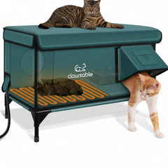 Rolimate indestructible X-Large Cat House exterior in forest green offers durable outdoor shelter.