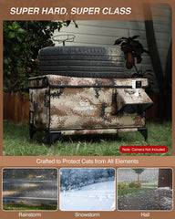 Rolimate indestructible x-large outdoor cat house interior with heated bed for cozy warmth.