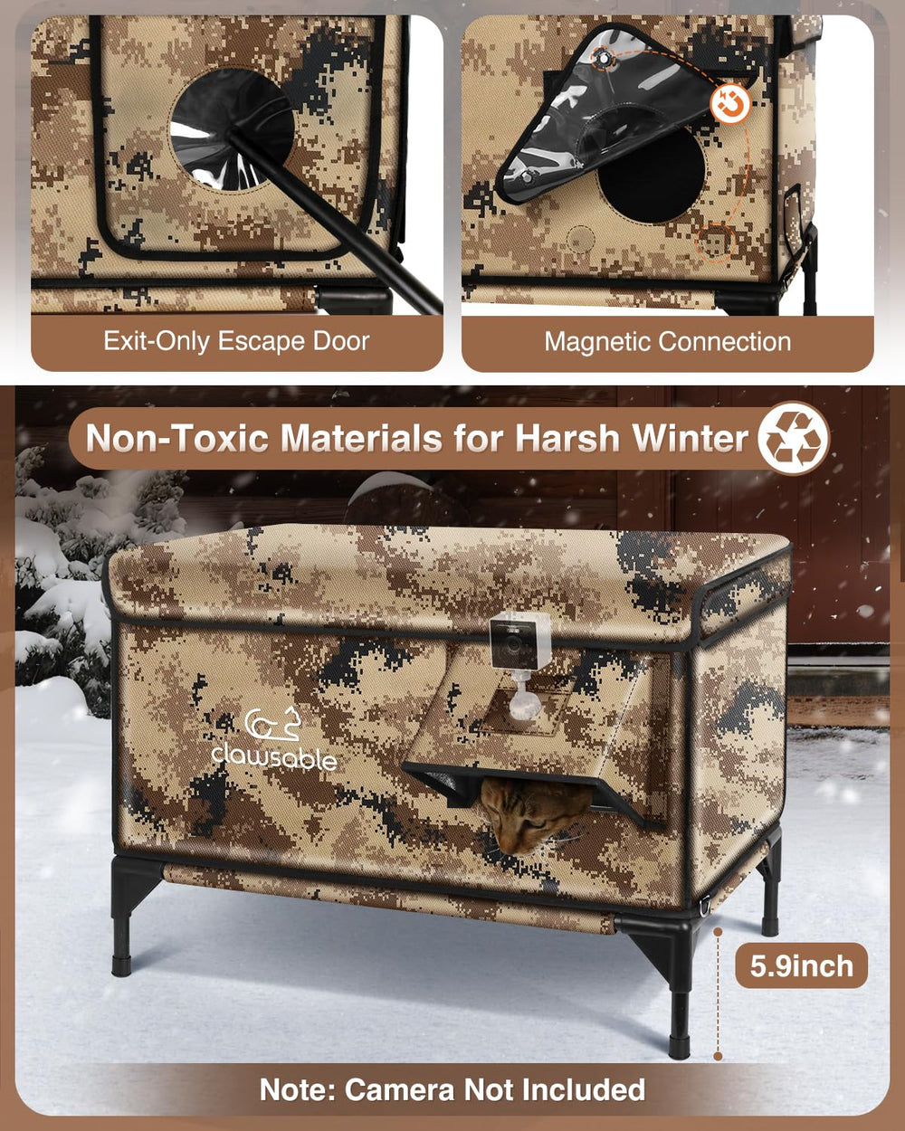 Rolimate indestructible x-large outdoor cat house waterproof elevated base keeps dry.