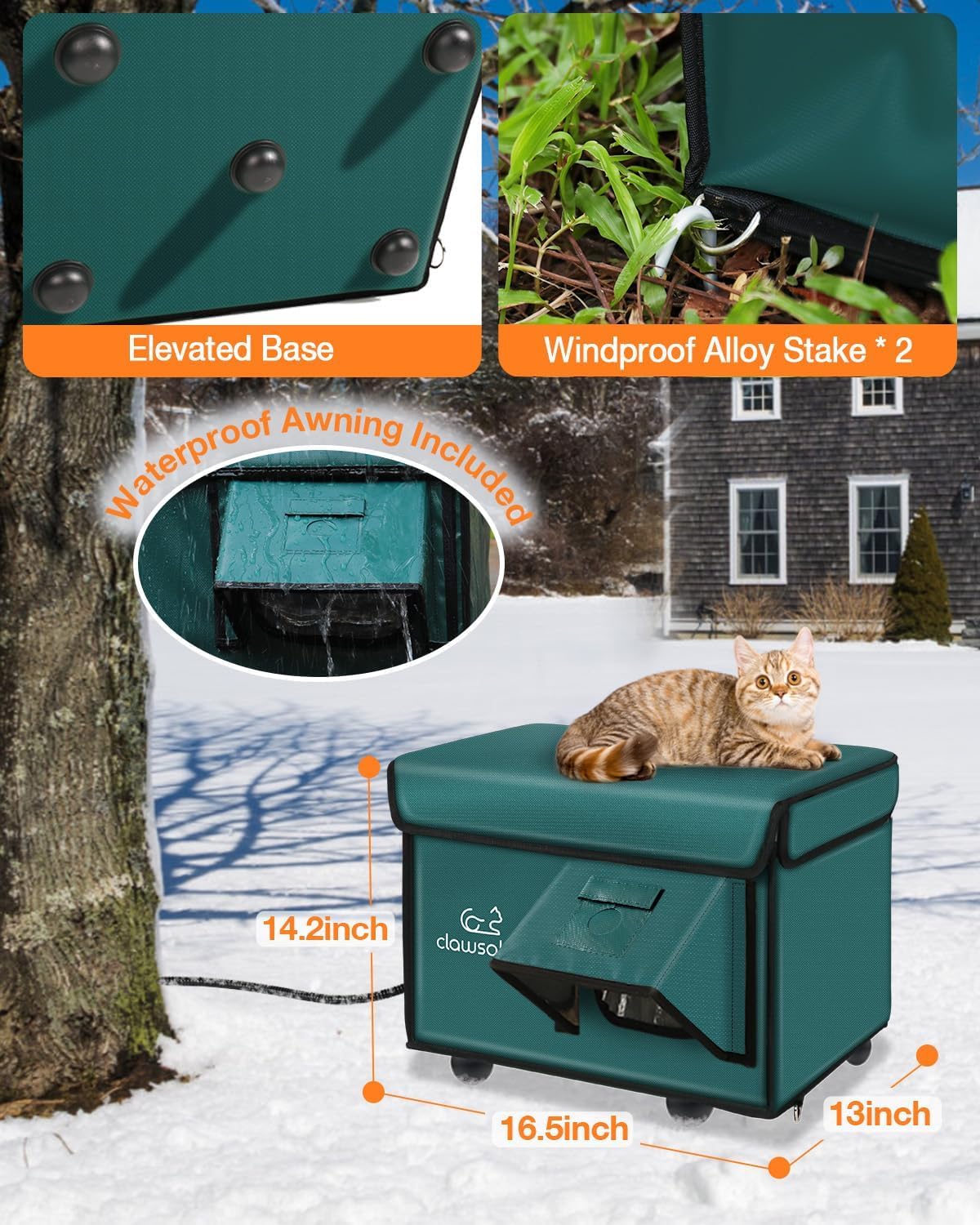 Rolimate insulated outdoor cat shelter heater keeps feral barn cats warm.
