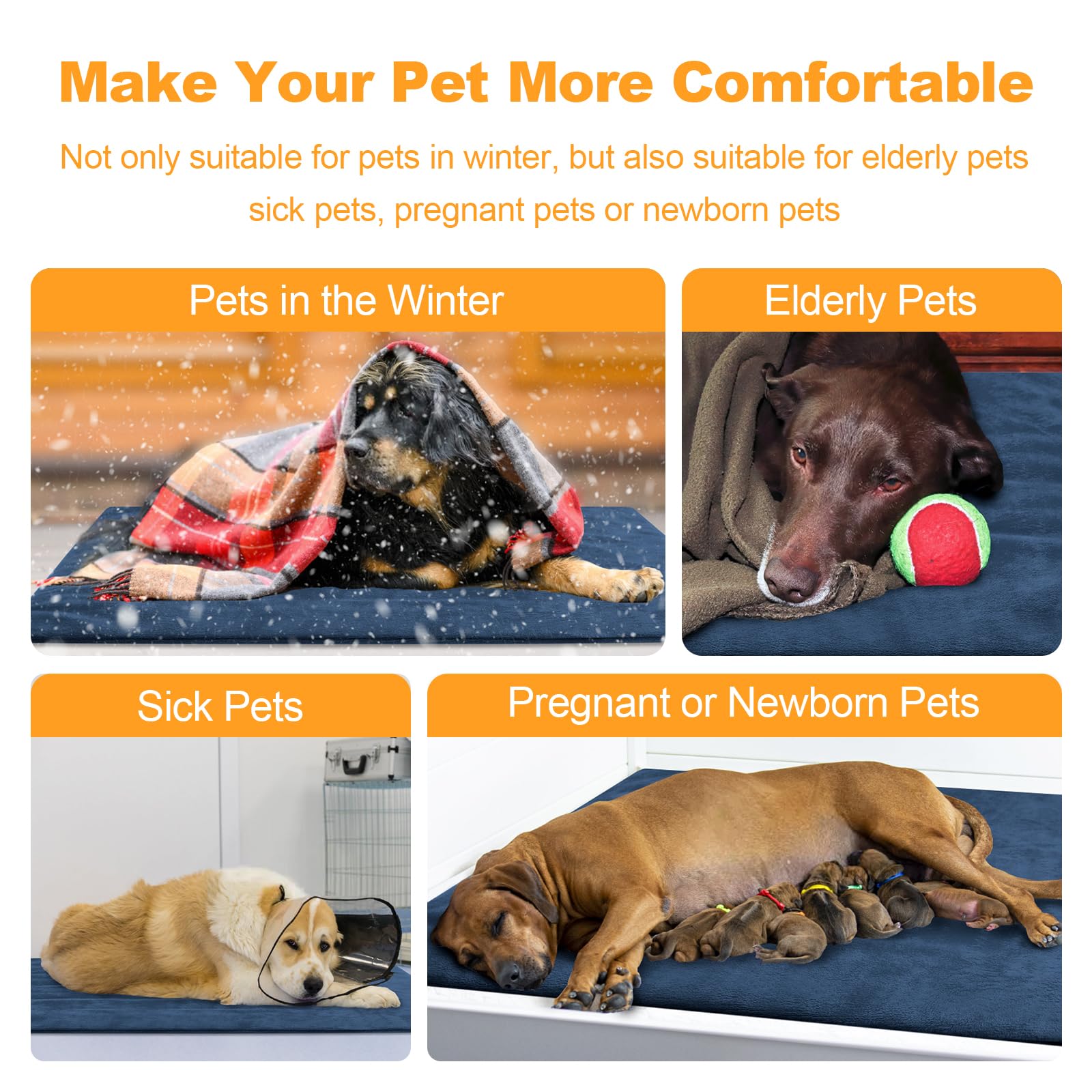 Rolimate multi-size heating pad fits large and small pets